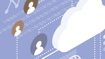 Ilustración con una nube y unos avatares de usuarios