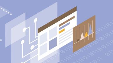 Ilustración de unas pantallas superpuestas con unos gráficos