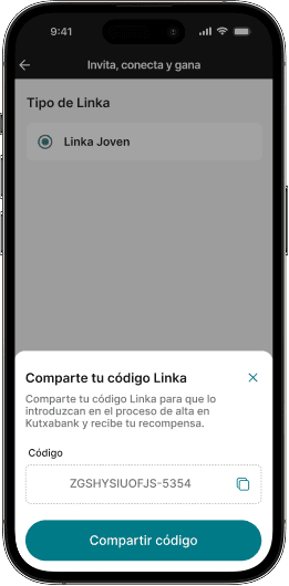 App Kutxabank: pulsar compartir código